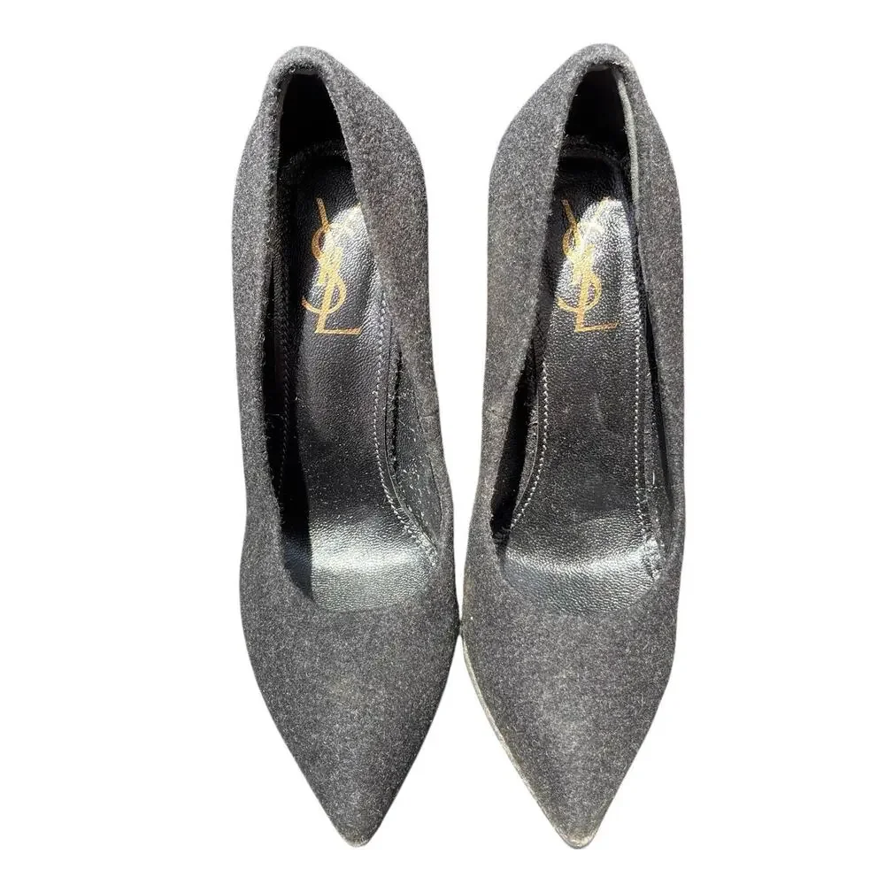 YSL Yves Saint Laurent Charlotte 105 Black Heel Pump Size 38 Size 7.5 8 - READ - Picture 6 of 10